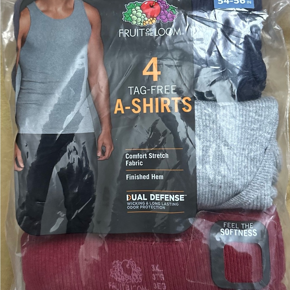 Fruit of the Loom Men's A-Shirts - Gray, Blue, Red